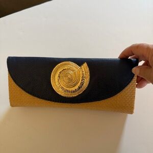 Mud Pie  Navy and Gold Clutch